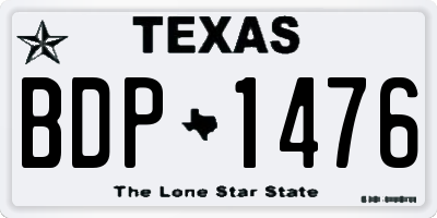 TX license plate BDP1476