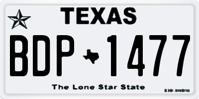 TX license plate BDP1477