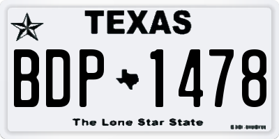 TX license plate BDP1478