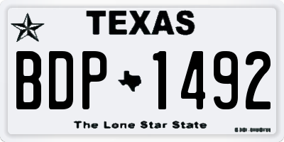 TX license plate BDP1492