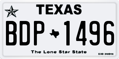 TX license plate BDP1496