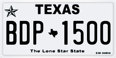 TX license plate BDP1500