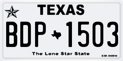TX license plate BDP1503