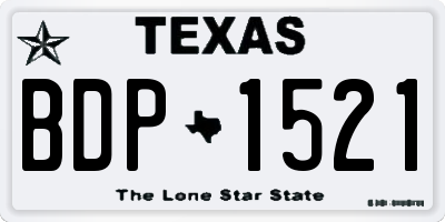 TX license plate BDP1521