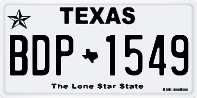 TX license plate BDP1549