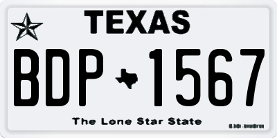 TX license plate BDP1567