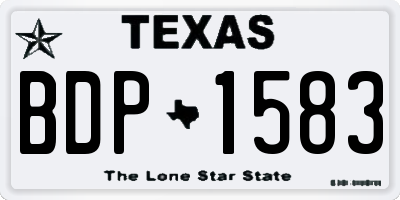 TX license plate BDP1583