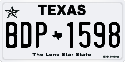 TX license plate BDP1598