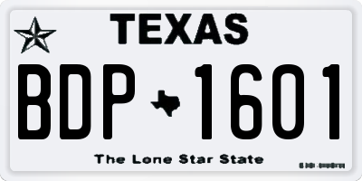 TX license plate BDP1601