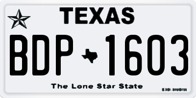 TX license plate BDP1603