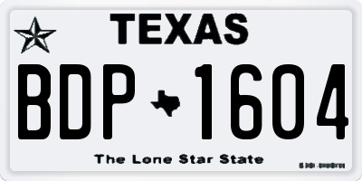 TX license plate BDP1604