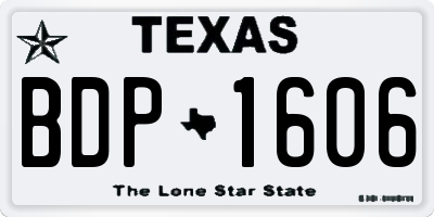 TX license plate BDP1606