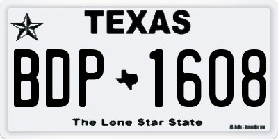 TX license plate BDP1608