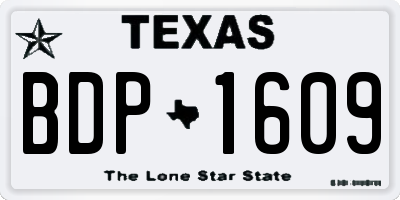 TX license plate BDP1609