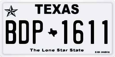 TX license plate BDP1611