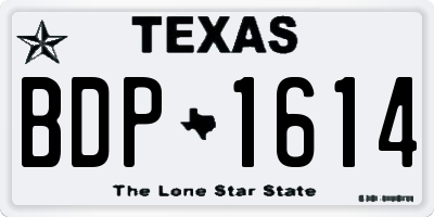 TX license plate BDP1614