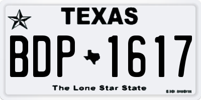 TX license plate BDP1617
