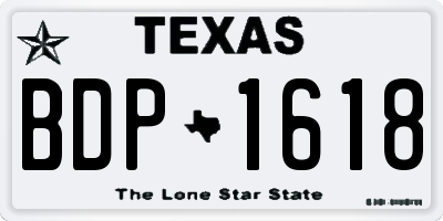TX license plate BDP1618