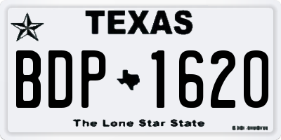 TX license plate BDP1620