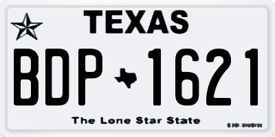 TX license plate BDP1621
