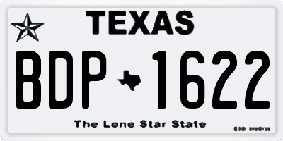 TX license plate BDP1622