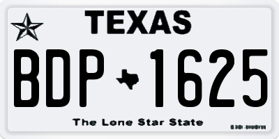 TX license plate BDP1625