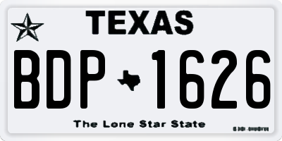 TX license plate BDP1626