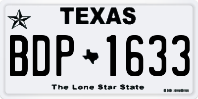 TX license plate BDP1633