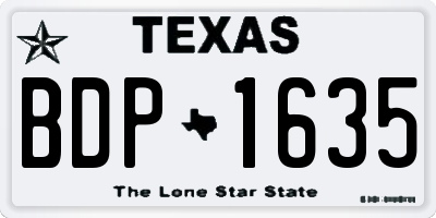 TX license plate BDP1635