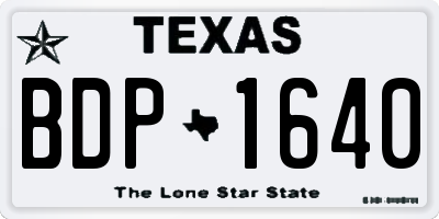 TX license plate BDP1640