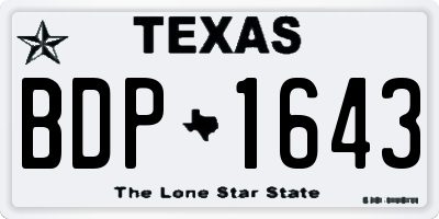 TX license plate BDP1643