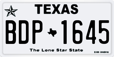 TX license plate BDP1645