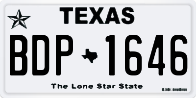 TX license plate BDP1646