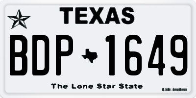 TX license plate BDP1649