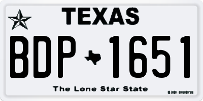 TX license plate BDP1651