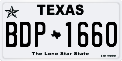 TX license plate BDP1660