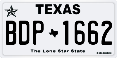 TX license plate BDP1662