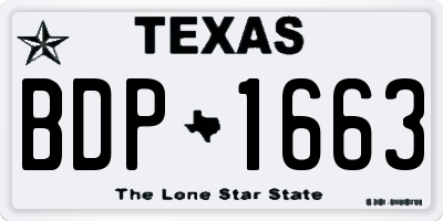 TX license plate BDP1663