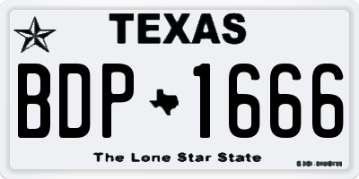 TX license plate BDP1666