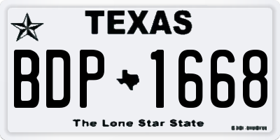 TX license plate BDP1668