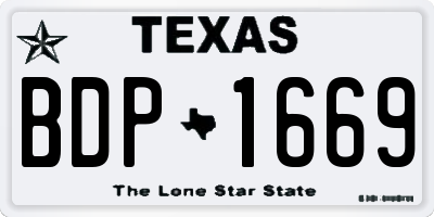TX license plate BDP1669