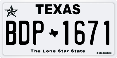 TX license plate BDP1671
