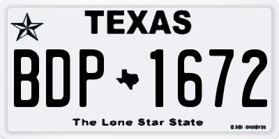 TX license plate BDP1672