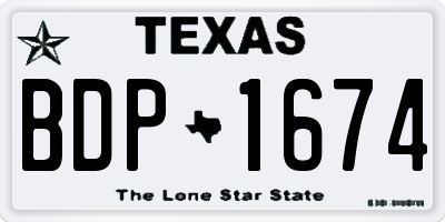 TX license plate BDP1674