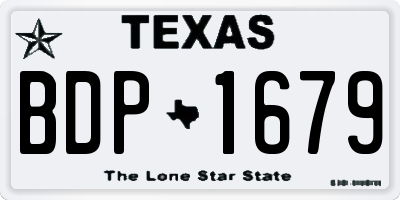 TX license plate BDP1679