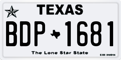 TX license plate BDP1681