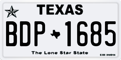 TX license plate BDP1685