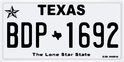 TX license plate BDP1692