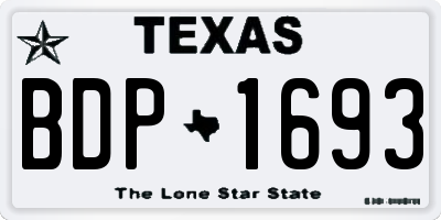 TX license plate BDP1693