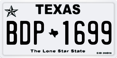 TX license plate BDP1699